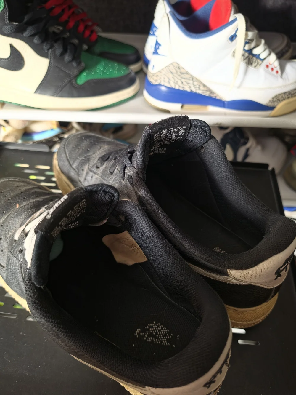 🔥 Nike Black Cream Air Force 1 Low Sneakers Men Size 10 Well Worn!